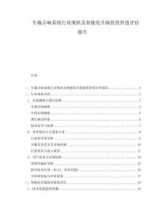 車載音響系統(tǒng)行業(yè)現(xiàn)狀及智能化升級(jí)投資價(jià)值評(píng)估報(bào)告