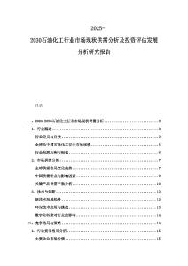 2025-2030石油化工行業市場現狀供需分析及投資評估發展分析研究報告