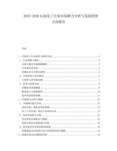 2025-2030石油化工行業市場潛力分析與發展投資方向報告