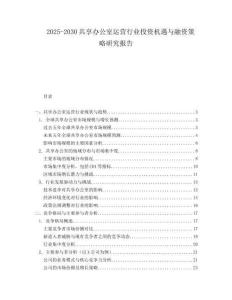 2025-2030共享辦公室運營行業投資機遇與融資策略研究報告