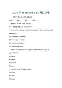 2024年IB Turkish B SL模擬試卷