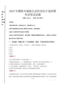 2025年醴陵市城鎮(zhèn)公益性崗位計(jì)劃招聘真題