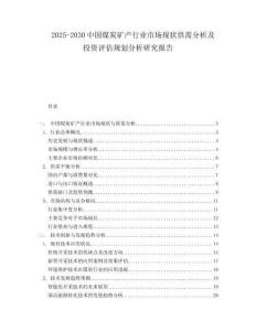 2025-2030中國煤炭礦產行業市場現狀供需分析及投資評估規劃分析研究報告