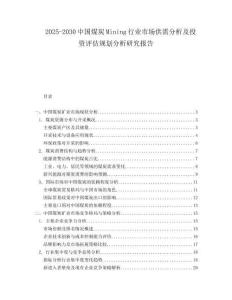 2025-2030中國煤炭Mining行業市場供需分析及投資評估規劃分析研究報告