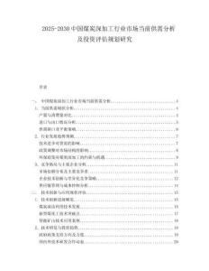 2025-2030中國煤炭深加工行業市場當前供需分析及投資評估規劃研究