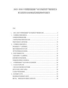 2025-2030中國煤炭能源產業市場供需平衡現狀分析及投資未來規劃發展趨勢研究報告