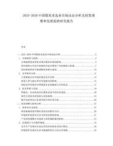 2025-2030中國煤炭采選業市場動態分析及政策調整和發展趨勢研究報告