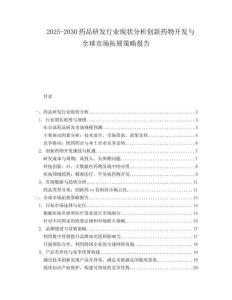 2025-2030藥品研發(fā)行業(yè)現(xiàn)狀分析創(chuàng)新藥物開(kāi)發(fā)與全球市場(chǎng)拓展策略報(bào)告