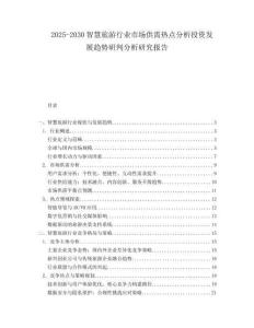 2025-2030智慧旅游行業(yè)市場(chǎng)供需熱點(diǎn)分析投資發(fā)展趨勢(shì)研判分析研究報(bào)告