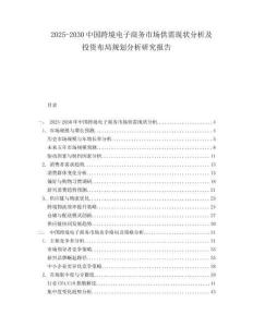 2025-2030中國跨境電子商務市場供需現狀分析及投資布局規劃分析研究報告