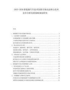 2025-2030新能源汽車技術創新市場動態核心技術競爭分析發展策略規劃研究