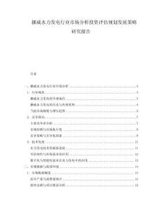 挪威水力發電行業市場分析投資評估規劃發展策略研究報告