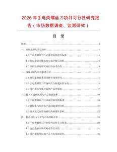 2026年手電類螺絲刀項目可行性研究報告（市場數據調查、監測研究）