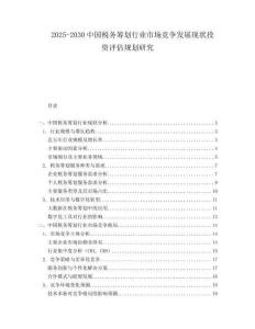 2025-2030中國稅務(wù)籌劃行業(yè)市場(chǎng)競爭發(fā)展現(xiàn)狀投資評(píng)估規(guī)劃研究