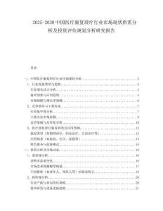 2025-2030中國醫療康復理療行業市場現狀供需分析及投資評估規劃分析研究報告