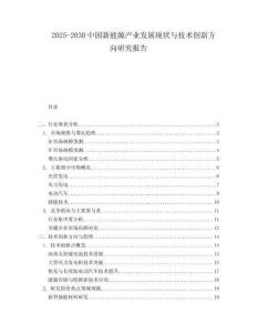 2025-2030中國新能源產業發展現狀與技術創新方向研究報告
