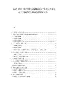 2025-2030中國智能交通設(shè)備系統(tǒng)行業(yè)市場深度調(diào)研及發(fā)展趨勢與投資前景研究報(bào)告