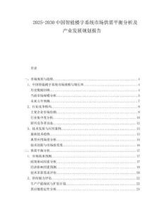 2025-2030中國智能樓宇系統市場供需平衡分析及產業發展規劃報告