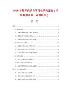 2026年臘羊肉項目可行性研究報告（市場數據調查、監測研究）