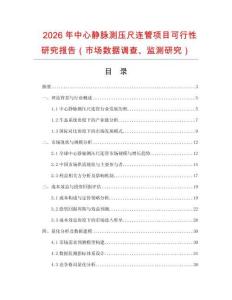 2026年中心靜脈測壓尺連管項(xiàng)目可行性研究報(bào)告（市場數(shù)據(jù)調(diào)查、監(jiān)測研究）