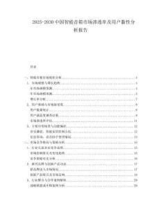 2025-2030中國智能音箱市場滲透率及用戶黏性分析報(bào)告