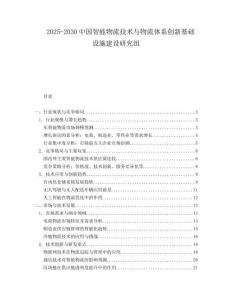 2025-2030中國智能物流技術與物流體系創新基礎設施建設研究組