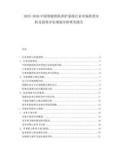 2025-2030中國智能鐵軌養護系統行業市場供需分析及投資評估規劃分析研究報告