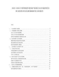 2025-2030中國智能養老監護系統行業市場供需分析及投資評估發展策略研究分析報告