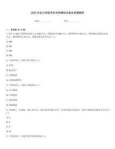 2025年會(huì)計(jì)初級(jí)考試沖刺模擬試卷及答案解析