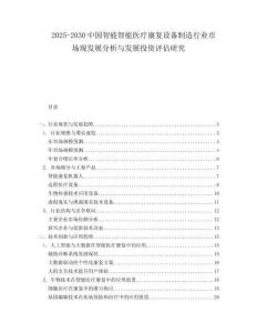 2025-2030中國智能智能醫療康復設備制造行業市場現發展分析與發展投資評估研究