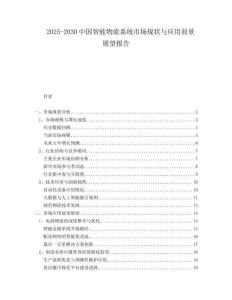 2025-2030中國(guó)智能物流系統(tǒng)市場(chǎng)現(xiàn)狀與應(yīng)用前景展望報(bào)告