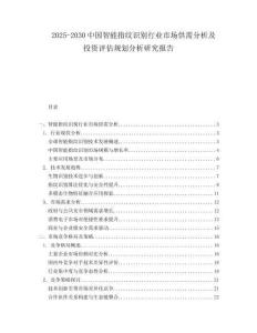 2025-2030中國智能指紋識別行業市場供需分析及投資評估規劃分析研究報告