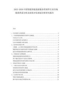 2025-2030中國智能智能旅游服務零部件行業市場現狀供需分析及投資評估規劃分析研究報告