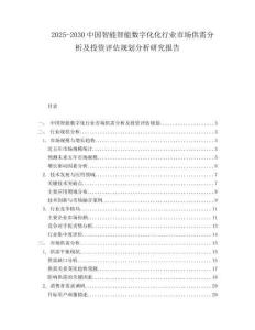 2025-2030中國智能智能數字化化行業市場供需分析及投資評估規劃分析研究報告