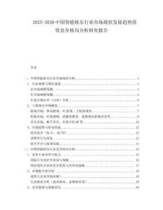 2025-2030中國智能娛樂行業市場現狀發展趨勢投資競爭格局分析研究報告