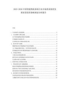 2025-2030中國智能物流系統行業市場需求現狀發展前景投資策略規劃分析報告