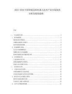 2025-2030中國智能巡檢機器人技術產業市場現狀分析及投資趨勢