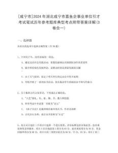 [咸寧市]2024年湖北咸寧市嘉魚企事業單位引才考試筆試歷年參考題庫典型考點附帶答案詳解(3卷合一)