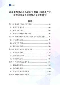 溫和美白潔面皂系列行業(yè)2026-2030年產(chǎn)業(yè)發(fā)展現(xiàn)狀及未來發(fā)展趨勢分析研究