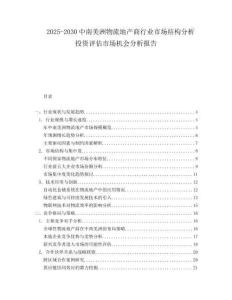 2025-2030中南美洲物流地產商行業市場結構分析投資評估市場機會分析報告