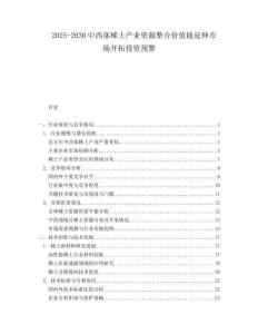 2025-2030中西部稀土產業資源整合價值鏈延伸市場開拓投資預警