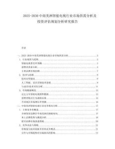 2025-2030中南美洲智能電視行業(yè)市場供需分析及投資評估規(guī)劃分析研究報告