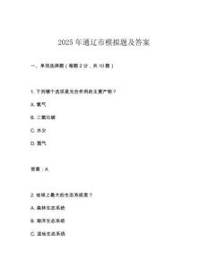 2025年通遼市模擬題及答案