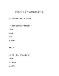 2025年真實(shí)考試模擬題及答案