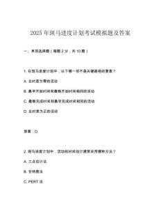 2025年斑馬進度計劃考試模擬題及答案