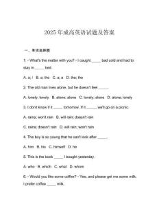 2025年成高英語試題及答案