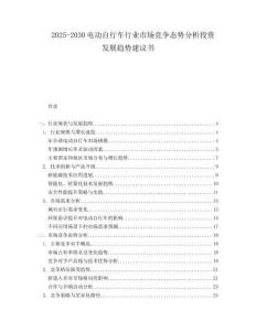 2025-2030電動自行車行業市場競爭態勢分析投資發展趨勢建議書