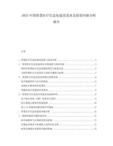 2025中國智慧醫(yī)療信息化建設(shè)需求及投資回報分析報告