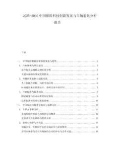 2025-2030中國保險科技創新發展與市場前景分析報告