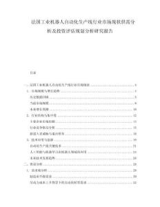 法國工業(yè)機器人自動化生產(chǎn)線行業(yè)市場現(xiàn)狀供需分析及投資評估規(guī)劃分析研究報告
